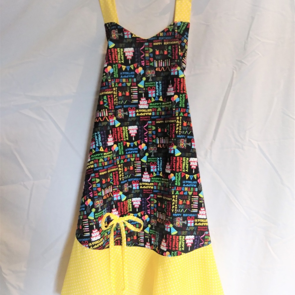 Birthday Apron Handmade Yellow Fully Lined